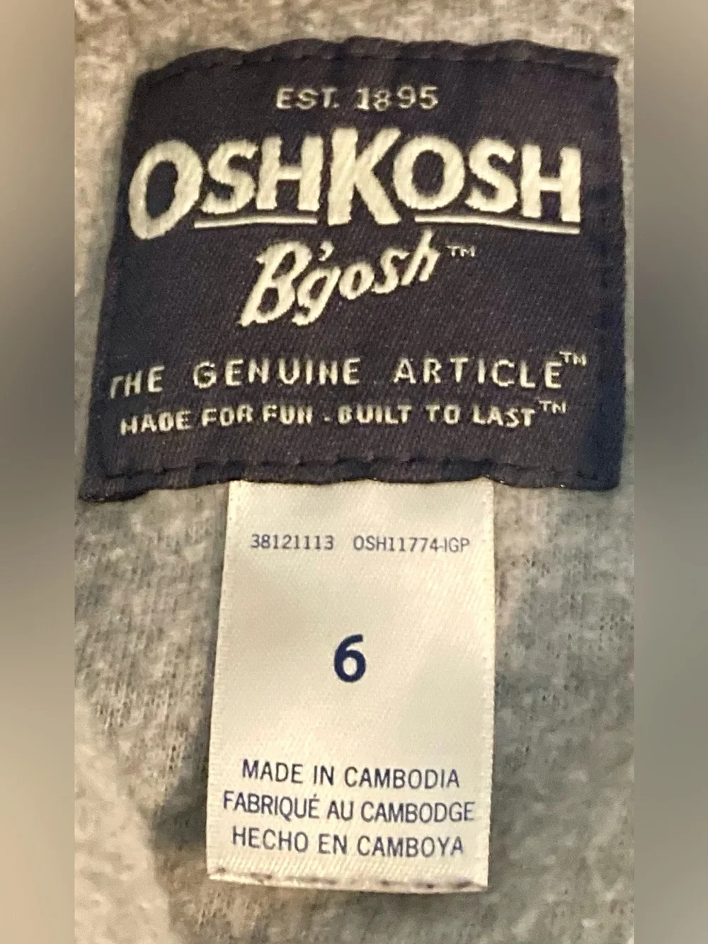 OshKosh B'gosh Two-Tone Navy and Gray Quarter-Zip Fleece Size 6